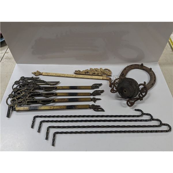 Vintage Metal Swing-Out Curtain Rods, Metal Décor