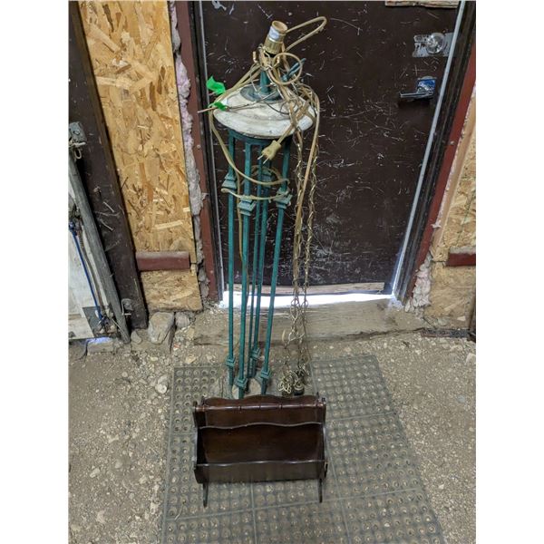 Vintage Lamps & Wooden Magazine Holder