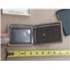 Image 3 : Vintage, brown hand-tooled leather bifold wallet featuring an embossed bull or moose wildlife design