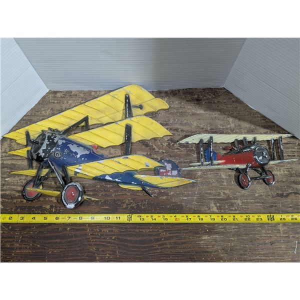 (2) Vintage cast aluminum air plane wall hanging décor