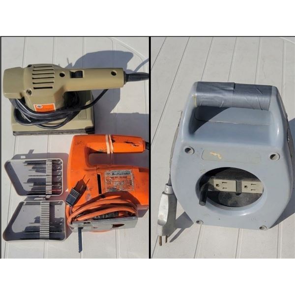 Black & Decker Jig Saw with Blades, B&D Finishing Sander, Roll-Up Extension Cord