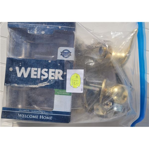 Weiser Door Handles (1x Silver & 1x Brass) + Moen Sink Taps Complete with Drain