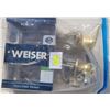 Image 1 : Weiser Door Handles (1x Silver & 1x Brass) + Moen Sink Taps Complete with Drain