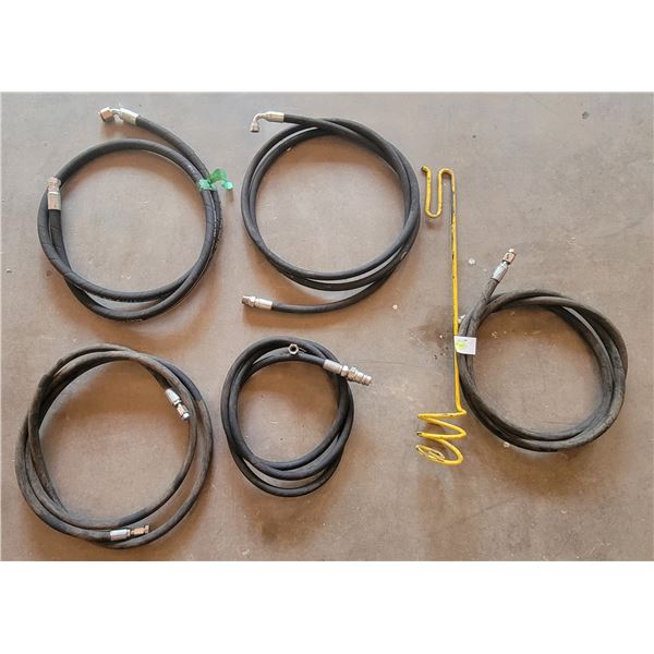 (5) Hydraulic Hoses, Assorted Sizes (see description) + Support Rod