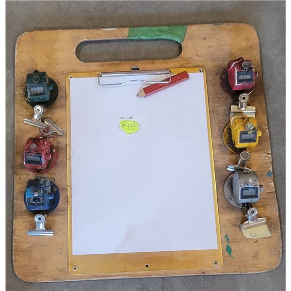 (6) Mounted Mechanical Counters with Aluminum Clipboard