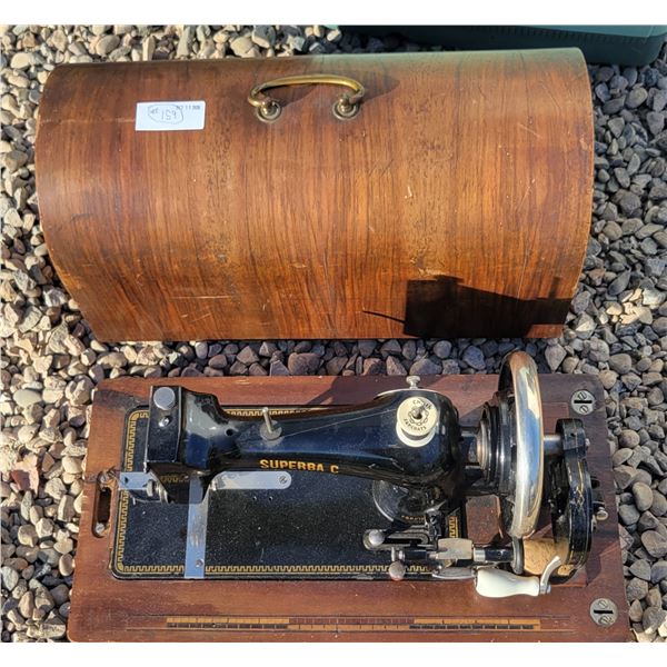 Antique Superba C Sewing Machine w/ Wooden Case