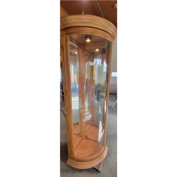 Bühler Furniture Lighted Oak Half-Round Curio Cabinet - 73" x 21" x 21"