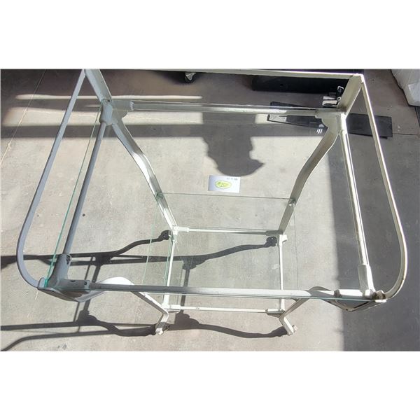 Vintage Rolling Cart/Table - Metal/Glass