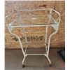 Image 2 : Vintage Rolling Cart/Table - Metal/Glass