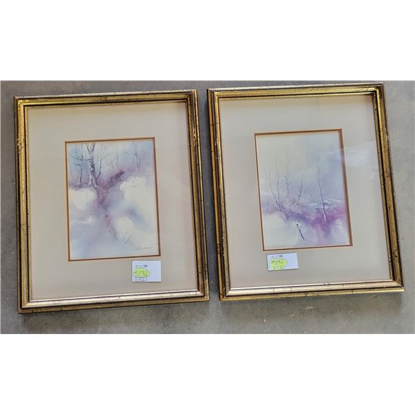(2) Framed Prints, 12”x 14” – Winter Scenes