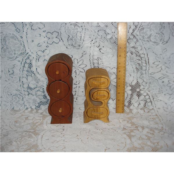 Small Carved Boxes With Little Drawers
