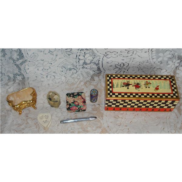 Lot Of Assorted Boxes And Cases  Floral Box Is Coro