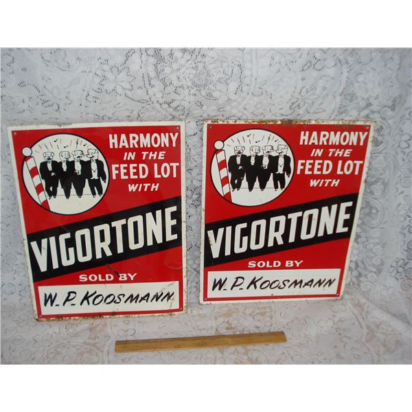 Pair Metal Advertizing Signs c 1940's  Some Rust  See Pics