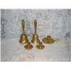 Image 1 : Brass Bells And Candle Holders   Some Green On Left Bell