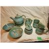 Image 1 : Teal tea set, hand-made by a potter in the Gulf Islands, British Columbia, 10 pieces total [x=#8211/