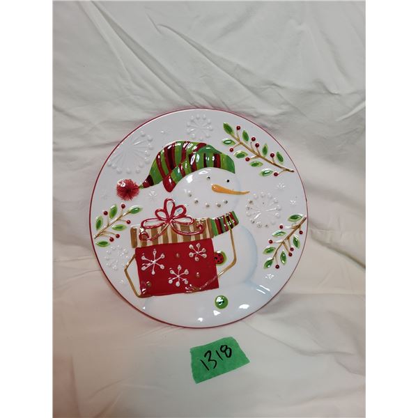 PIER 1 ceramic snowman cookie plate