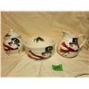 Image 1 : MAXCERA, TOP HAT SNOWMAN design, 4 pieces, ceramic, sugar bowl + lid, creamer, and bowl