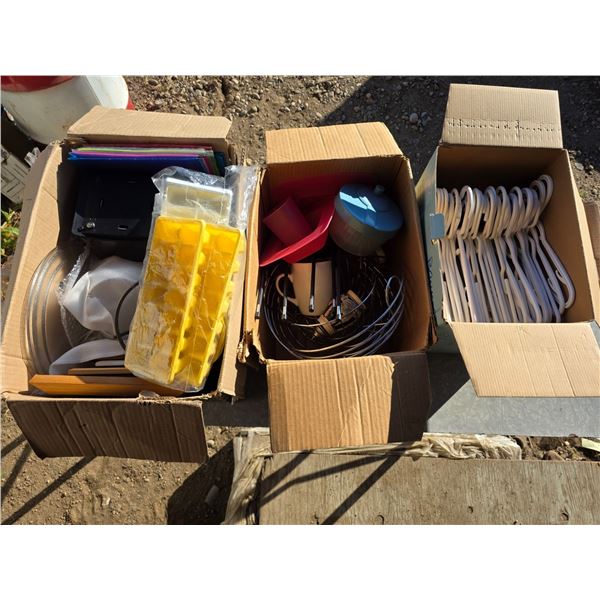 3 boxes of misc items- Hangers