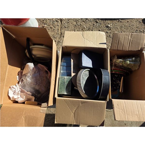 3 boxes of misc items- hangers