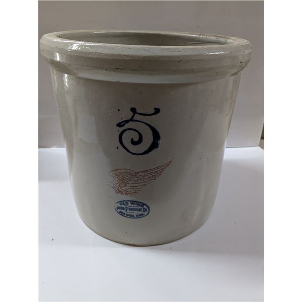 5-Gal Redwing Crock, No Chips or Cracks