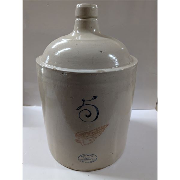 5-Gal Redwing Jug, has Cracks, Chips, Hole