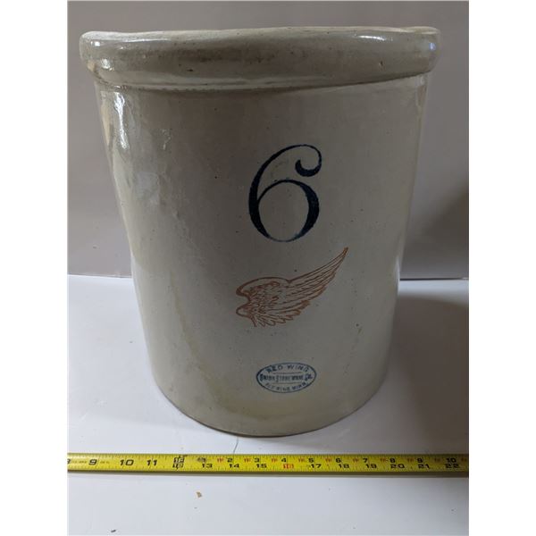 6-Gal Redwing Crock, No Chips or Cracks