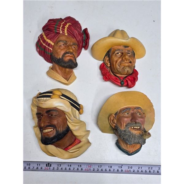 4 chalkware heads