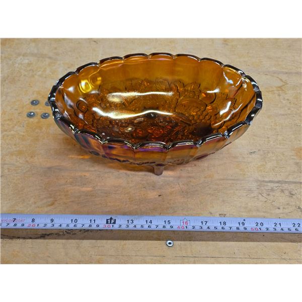 Vintage carnival glass fruit dish