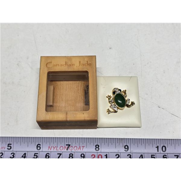Canadian Jade Frog Brooch