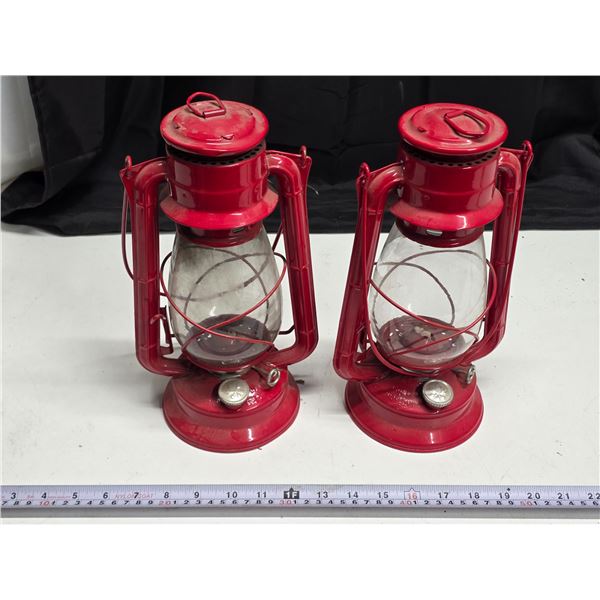 (2) Red Oil Lamps