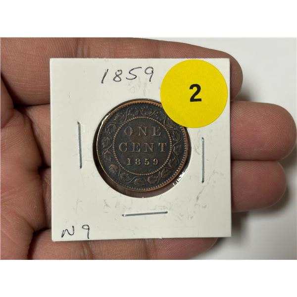 1859-N9 Canadian Large Cent, Narrow 9
