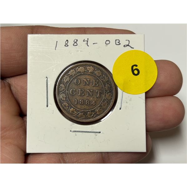 1884-OB-2 Canadian Large Cent, OB-2