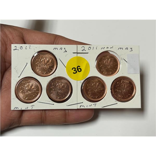 2011 Canadian Small Cent, Magnetic & Non Magnetic,MINT