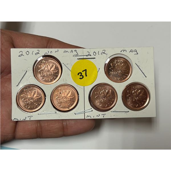 2012 Canadian Small Cent, 2012 Magnetic & Non Magnetic, MINT