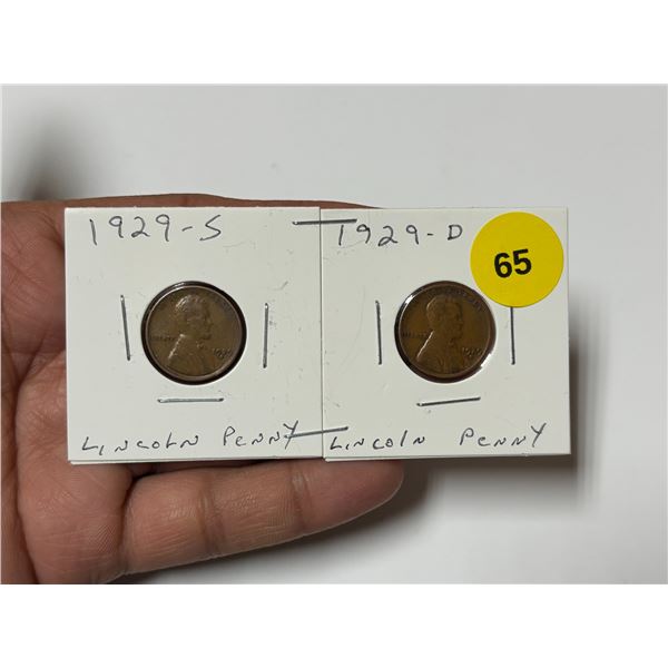 1929 U.S Lincoln Pennys, 1929-s &1929-D