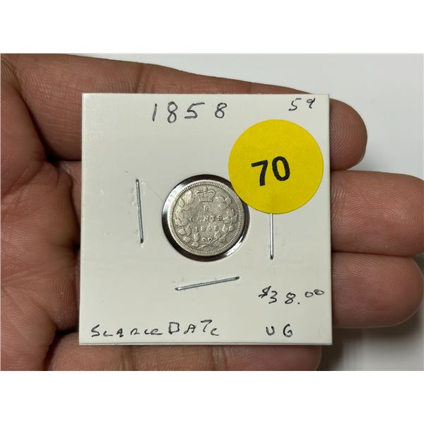 1858 Canadian Nickle, Scarce Date, VG