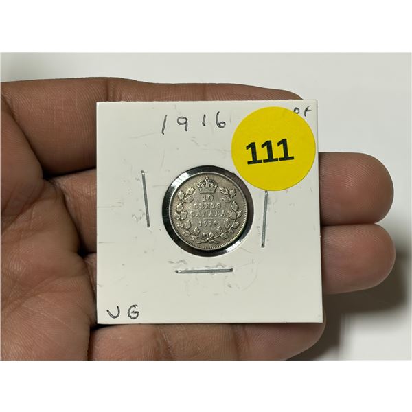 1916 Canadian Dime, VG