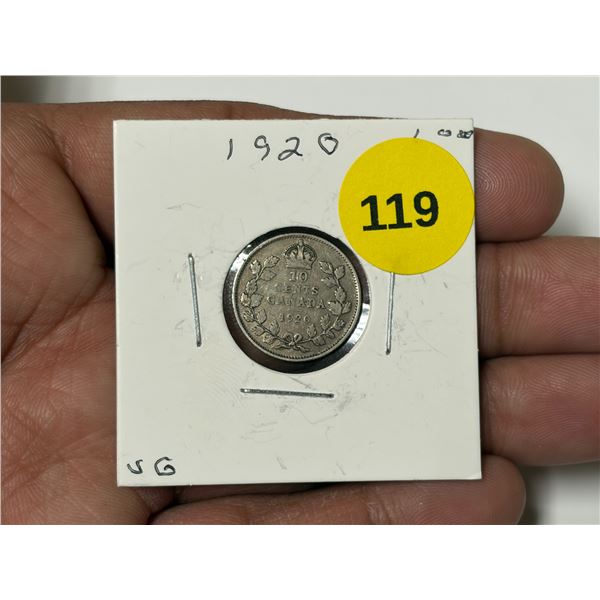 1920 Canadian Dime, VG