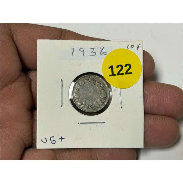 1936 Canadian Dime, VG