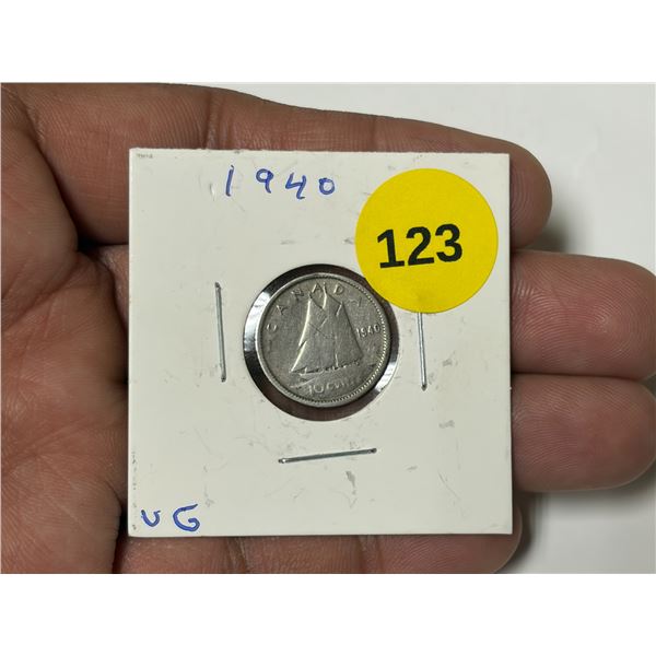 1940 Canadian Dime, VG