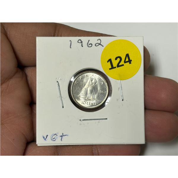 1962 Canadian Dime, VG