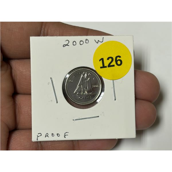 2000-W Canadian Dime. PROOF