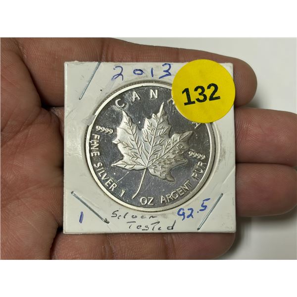 2013 Canada Maple Leaf 5 Dollar Silver Coin, We cannot verify Authenticity, consignor states tested 