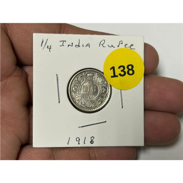 1918 India Rupee, Silver Coin