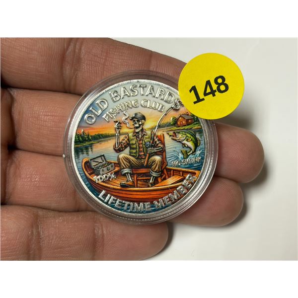 Old Bastard Fishing Club Steel Coin, Life Time Member