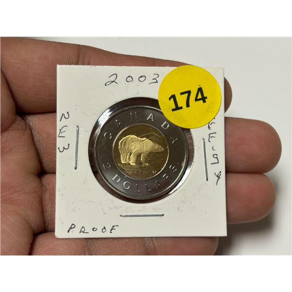 2003 Canadian Toonie, New EFFIGY, Proof