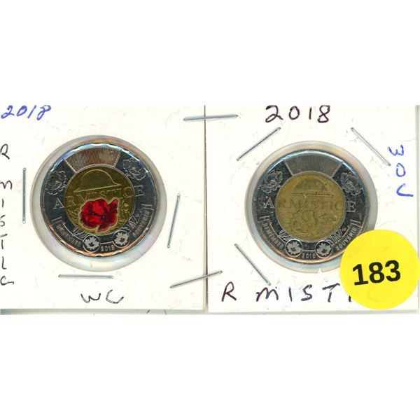 2018 Canadian Toonie, ARMISTICE, WC & WOC