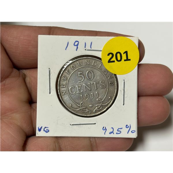 1911 New Foundland Silver 50 Cents.