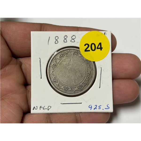 1888 New Foundland Silver 50 Cents.