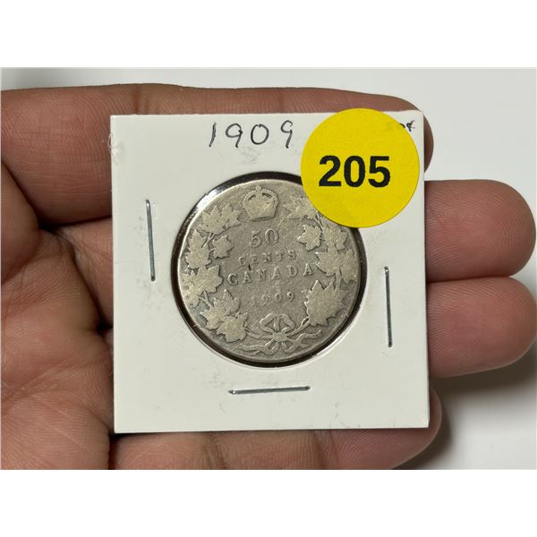 1909 Canada Silver 50 Cents.
